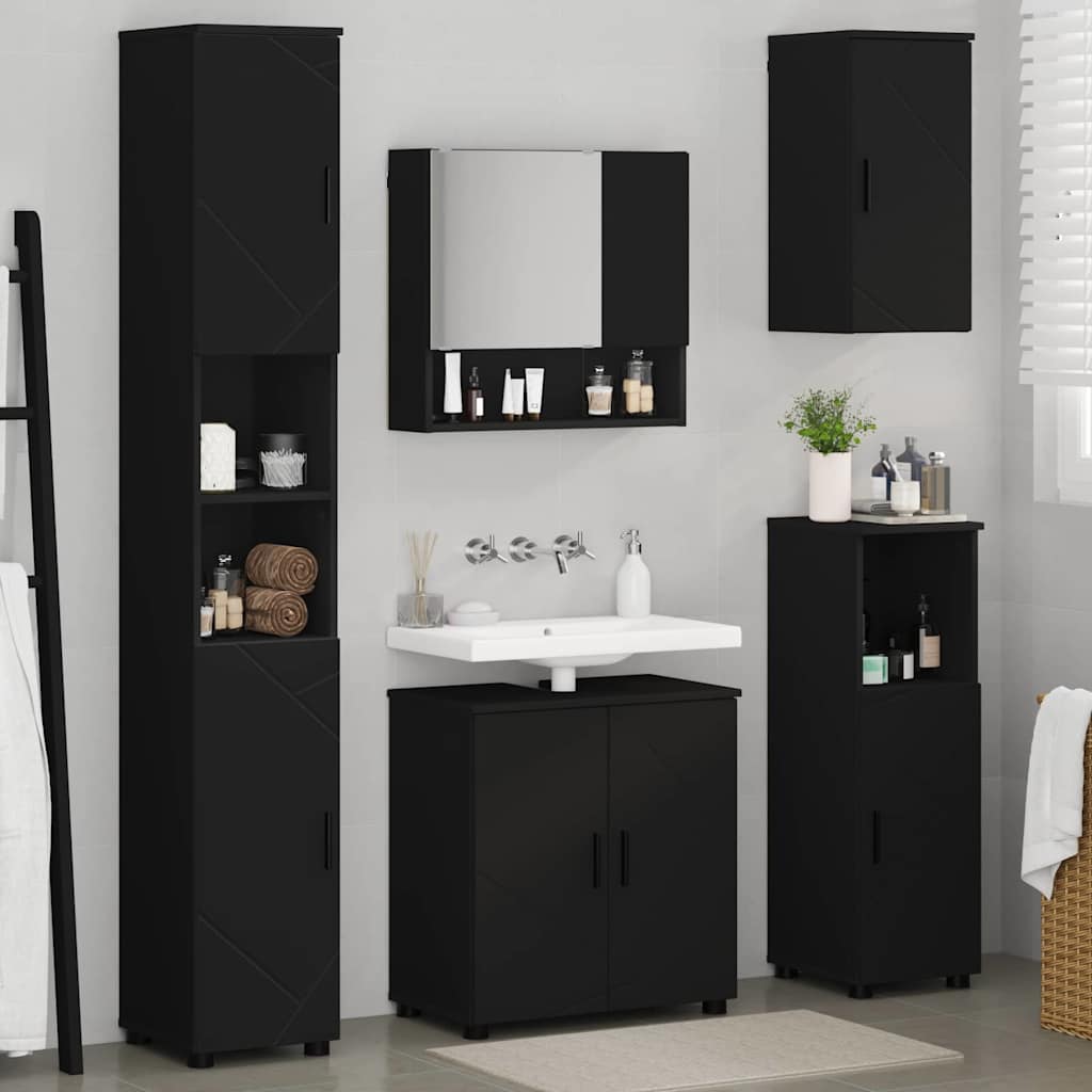 Set namještaja za kupaonicu 5 kom. Crna 61 x 35 x 64 cm