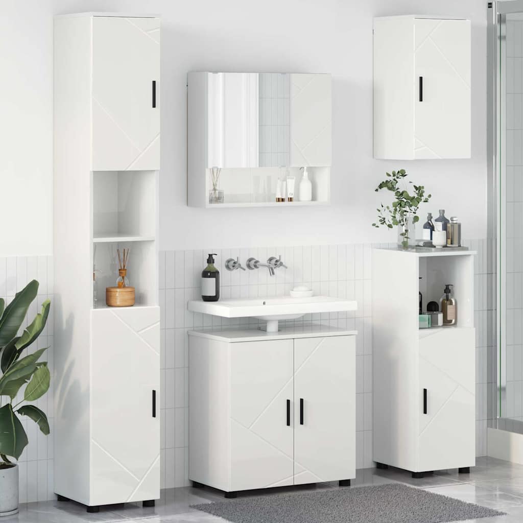 Set namještaja za kupaonicu Zidne 5 pcs Visoki sjaj bijela