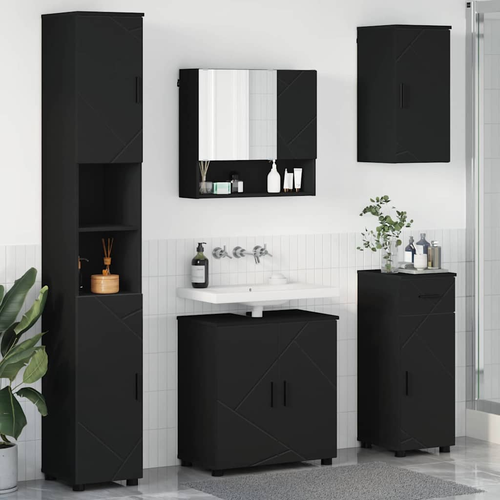 Set namještaja za kupaonicu 5 kom. Crna 61 x 35 x 64 cm