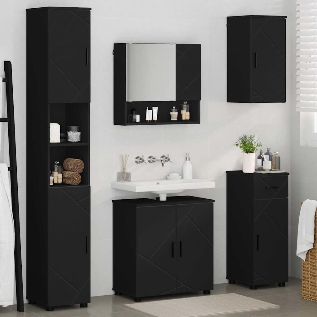 Set namještaja za kupaonicu 5 kom. Crna 61 x 35 x 64 cm