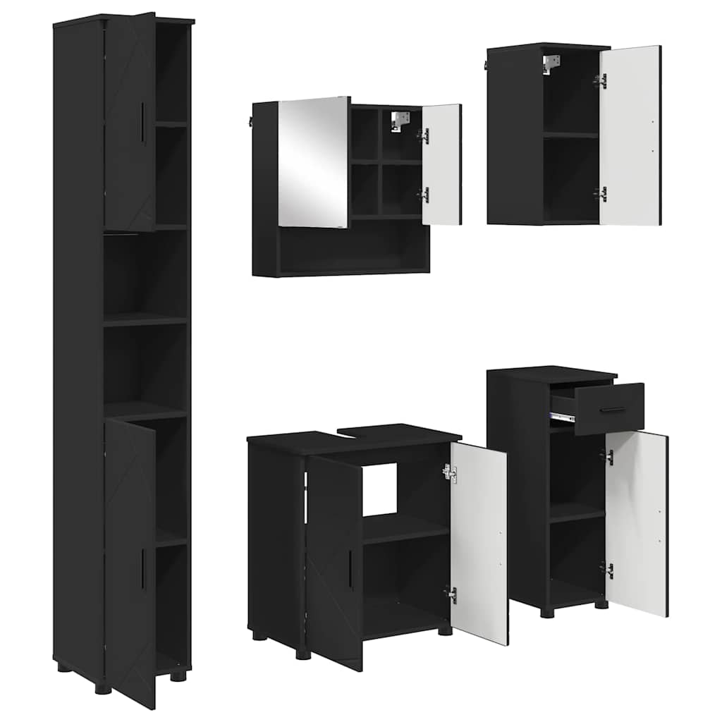 Set namještaja za kupaonicu 5 kom. Crna 61 x 35 x 64 cm