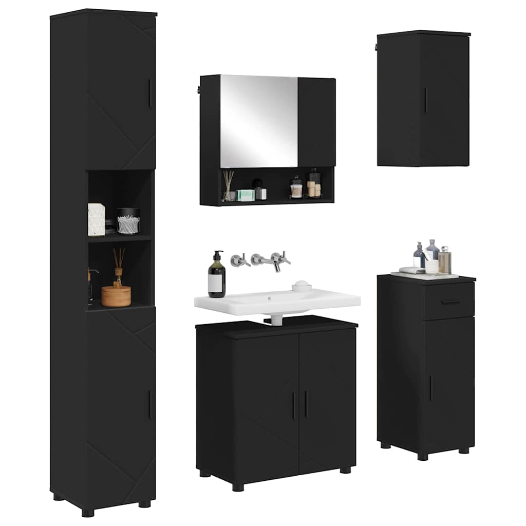 Set namještaja za kupaonicu 5 kom. Crna 61 x 35 x 64 cm