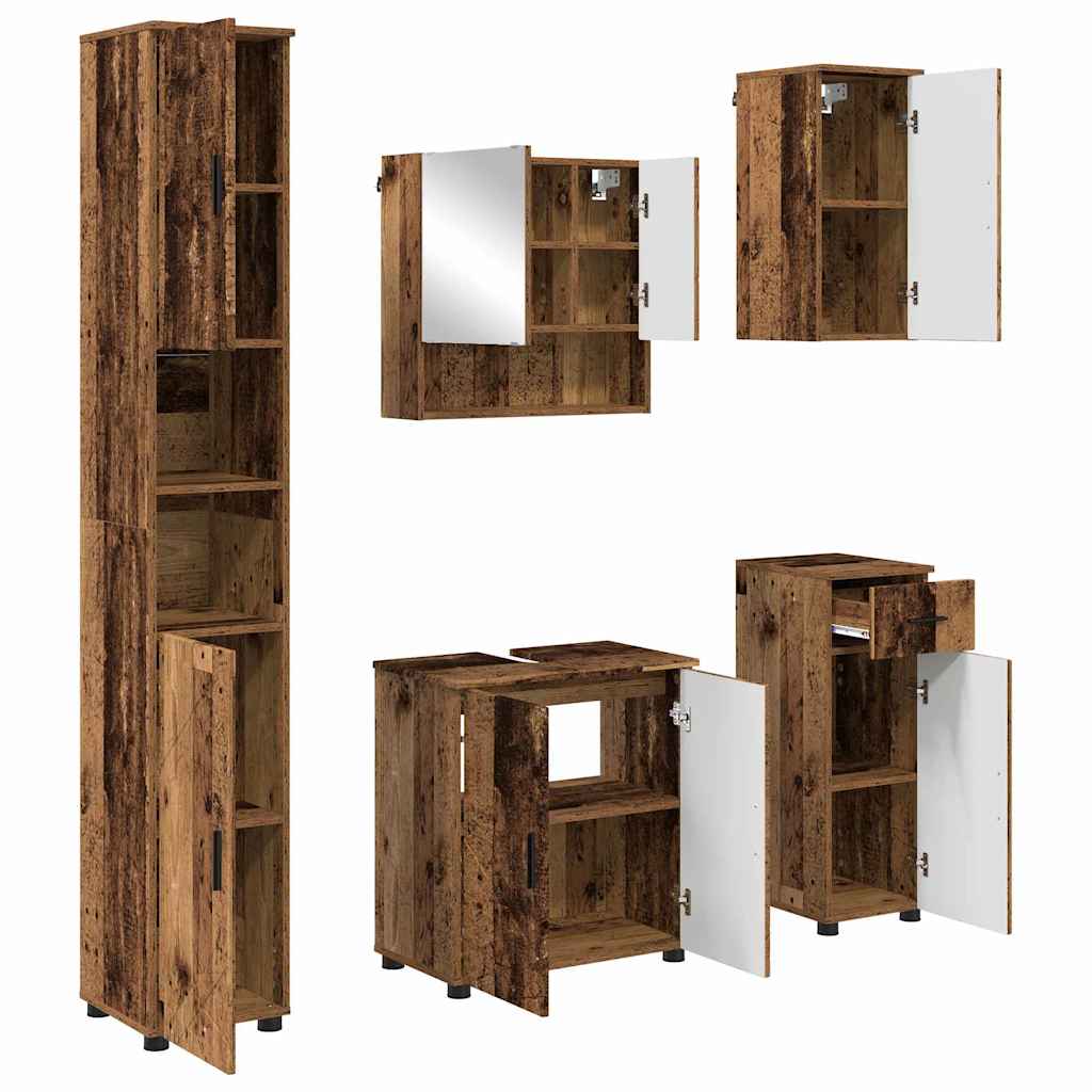 Set namještaja za kupaonicu 5 kom. Staro drvo 61 x 35 x 64 cm