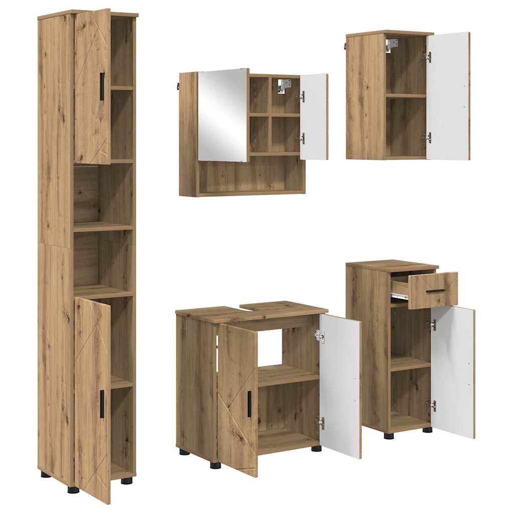 Set namještaja za kupaonicu 5 kom. Umjetnički hrast