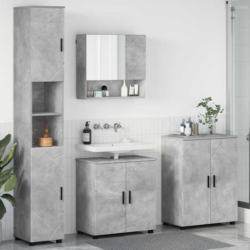 Set namještaja za kupaonicu Zidne s vratima 4 pcs Betonski sivi
