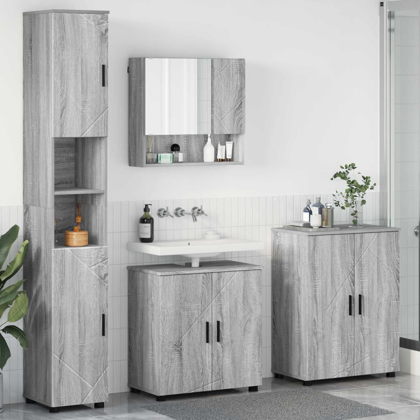 Set namještaja za kupaonicu 4 kom. Siva Sonoma 61 x 35 x 64 cm