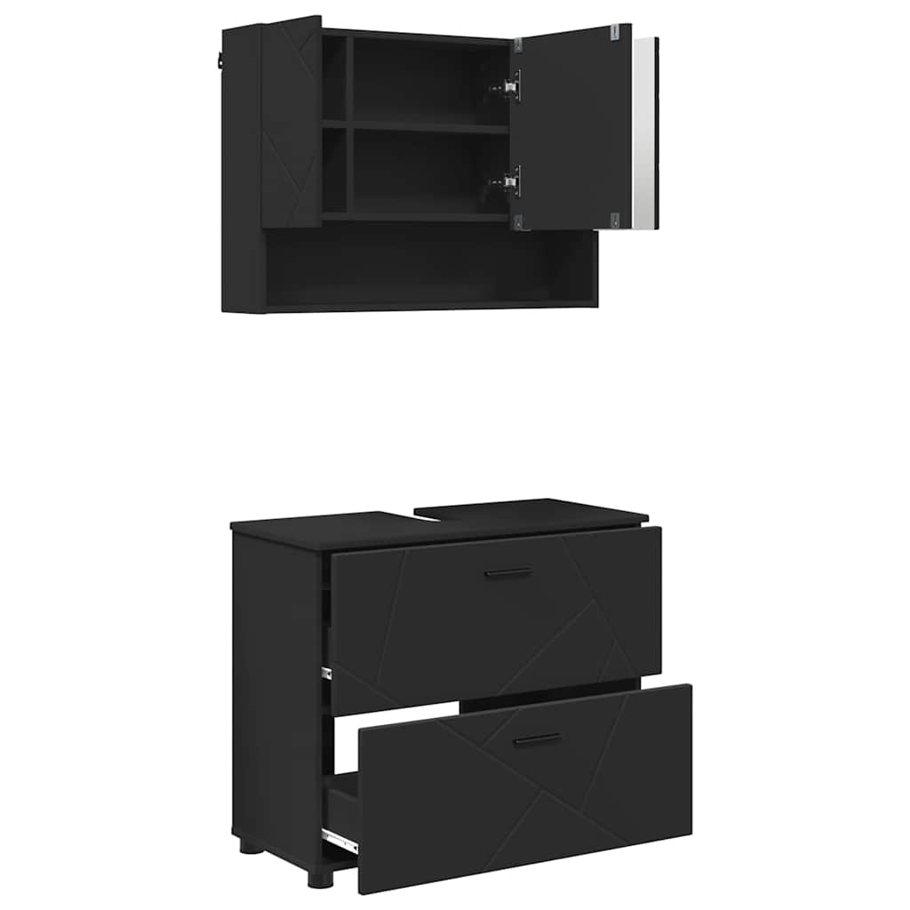 Set namještaja za kupaonicu 2 kom. Crna 76,5 x 35 x 64 cm