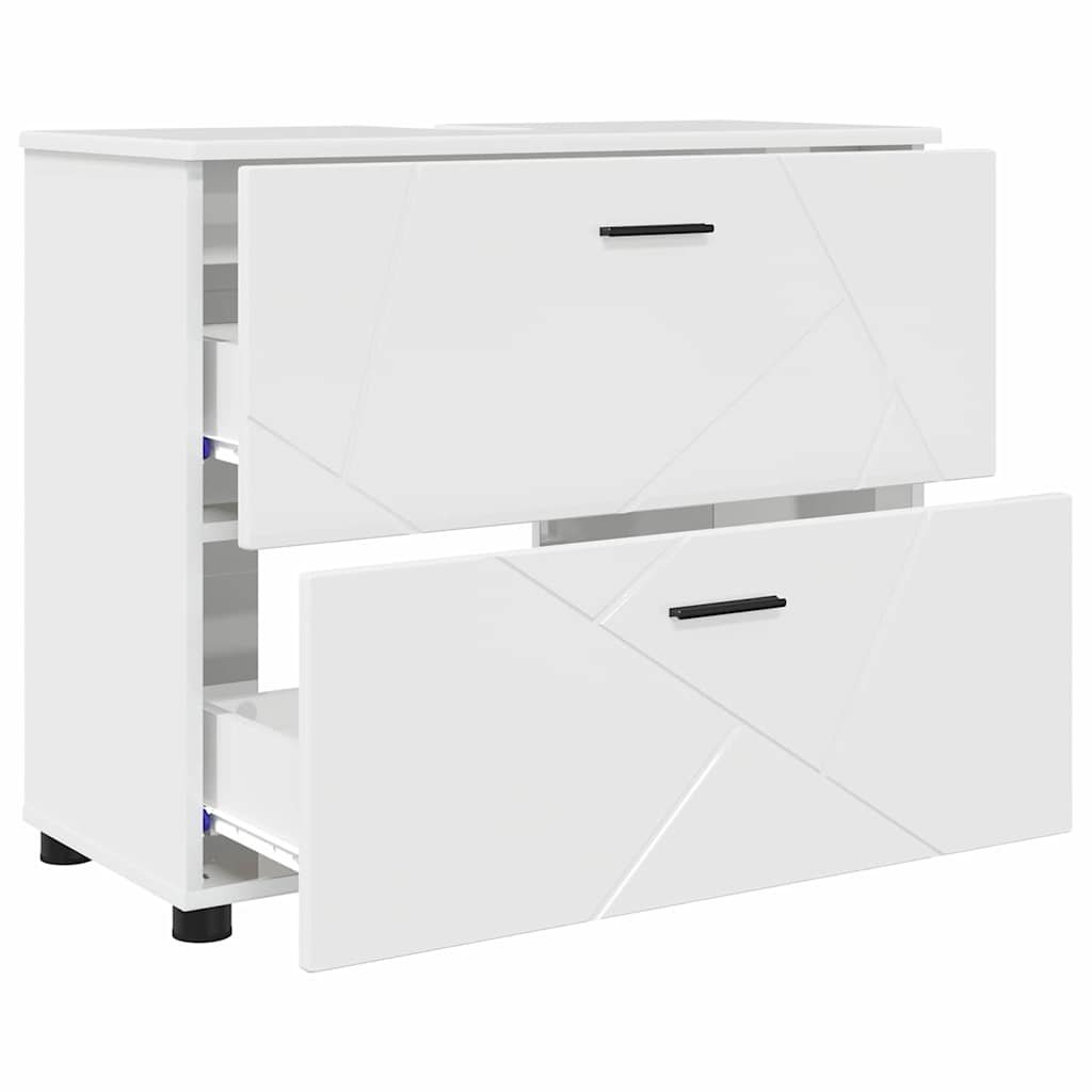Set namještaja za kupaonicu s ladicama 3 pcs Visoki sjaj bijela
