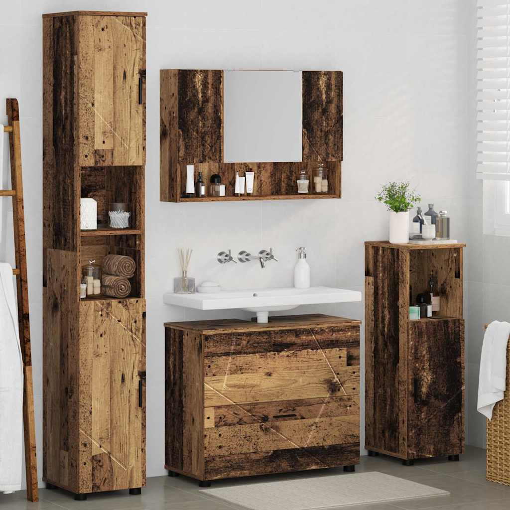 Set namještaja za kupaonicu 4 kom. Staro drvo 35 x 30 x 192 cm
