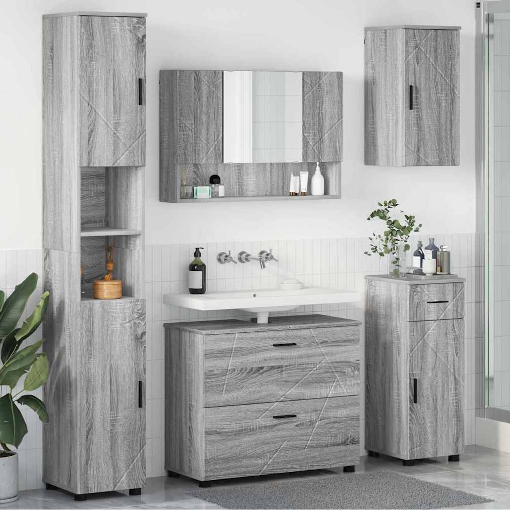 Set namještaja za kupaonicu 5 kom. Siva Sonoma 35 x 30 x 192 cm
