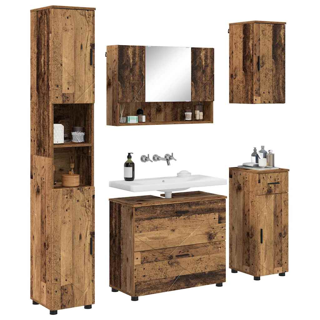 Set namještaja za kupaonicu 5 kom. Staro drvo 35 x 30 x 192 cm
