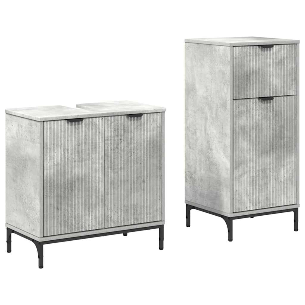 Set namještaja za kupaonicu s ladicama 2 pcs Betonski sivi