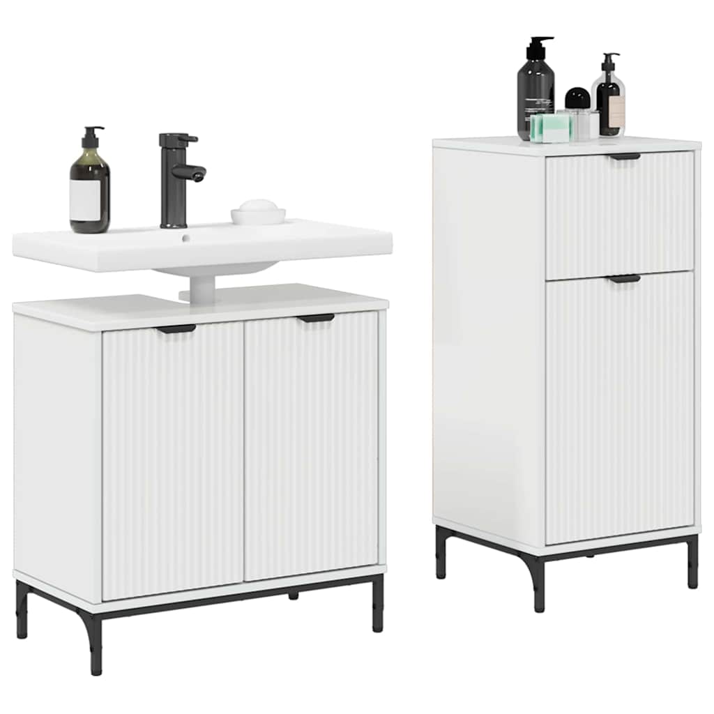 Set namještaja za kupaonicu s ladicama 2 pcs Visoki sjaj bijela