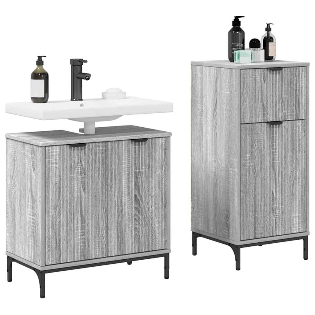 Set namještaja za kupaonicu s ladicama 2 pcs Siva Sonoma