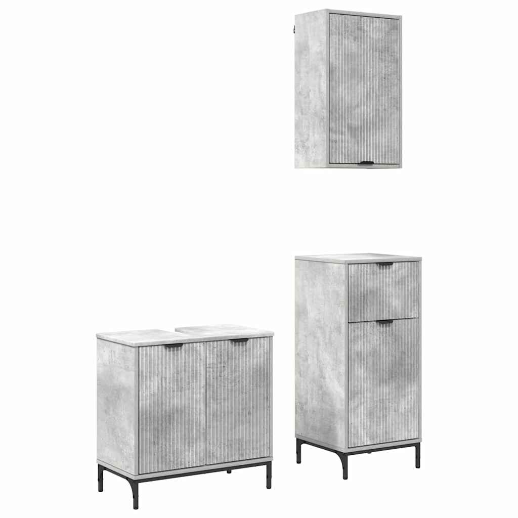 Set namještaja za kupaonicu 3 pcs Beton siva Konstruirano drvo