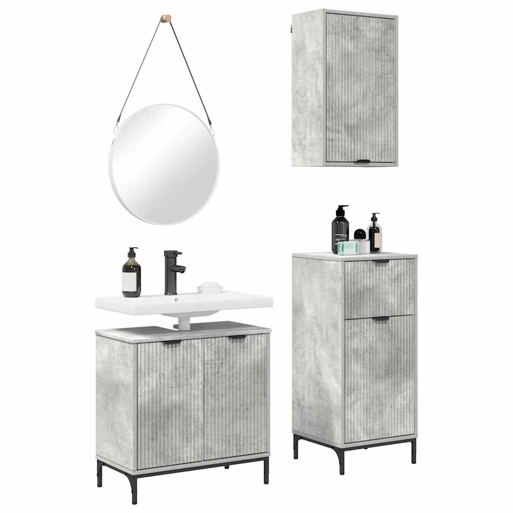 Set namještaja za kupaonicu 3 pcs Beton siva Konstruirano drvo