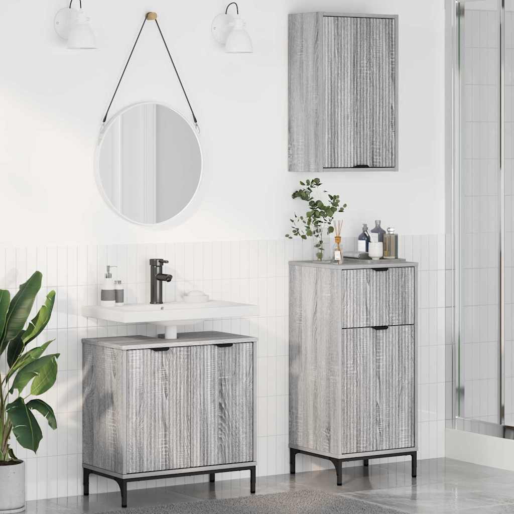 Set namještaja za kupaonicu s ladicama 3 pcs Sivi hrast sonoma