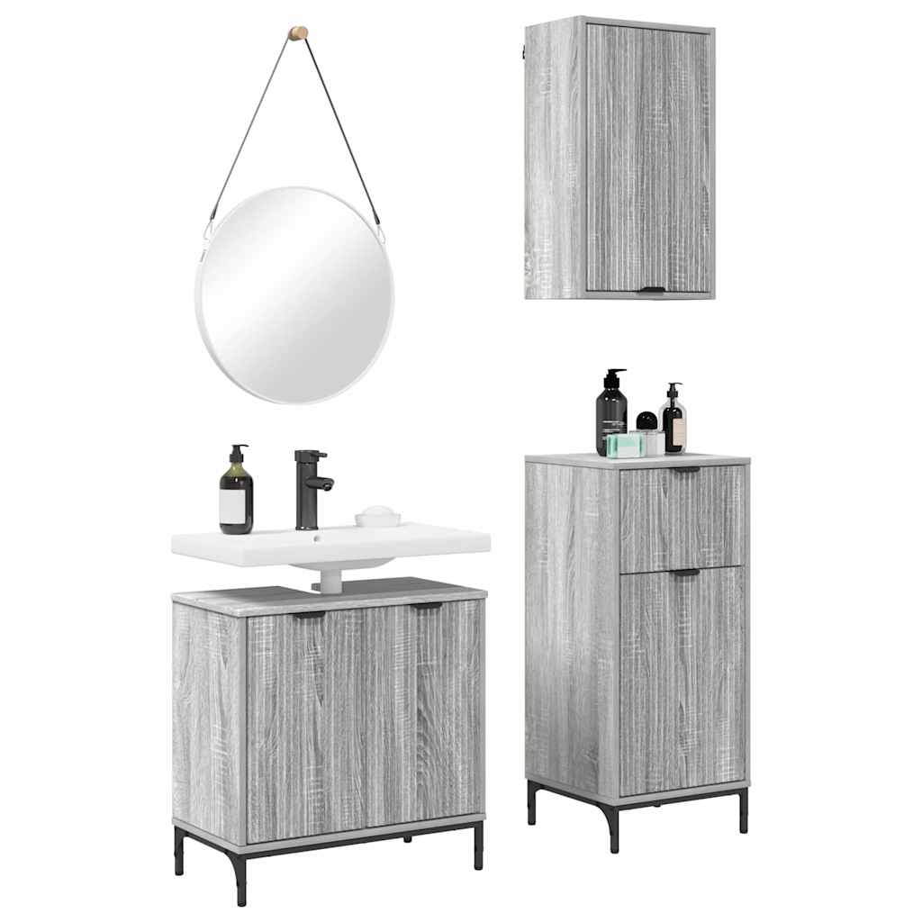 Set namještaja za kupaonicu s ladicama 3 pcs Sivi hrast sonoma