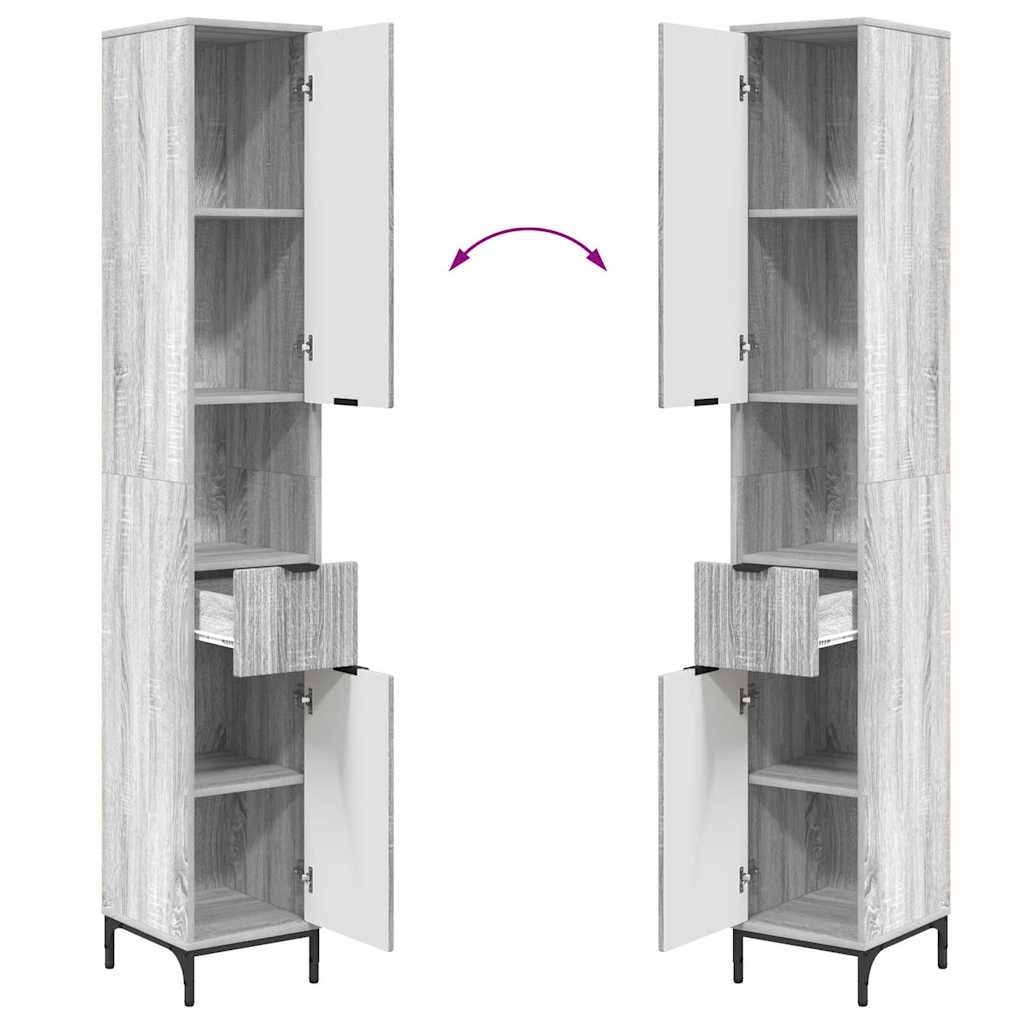 Set namještaja za kupaonicu Siva Sonoma Inženjersko drvo, Metal