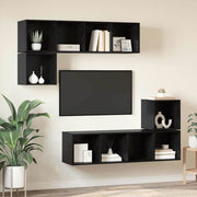 Set TV komoda Zidne 4 pcs Crni hrast Konstruirano drvo