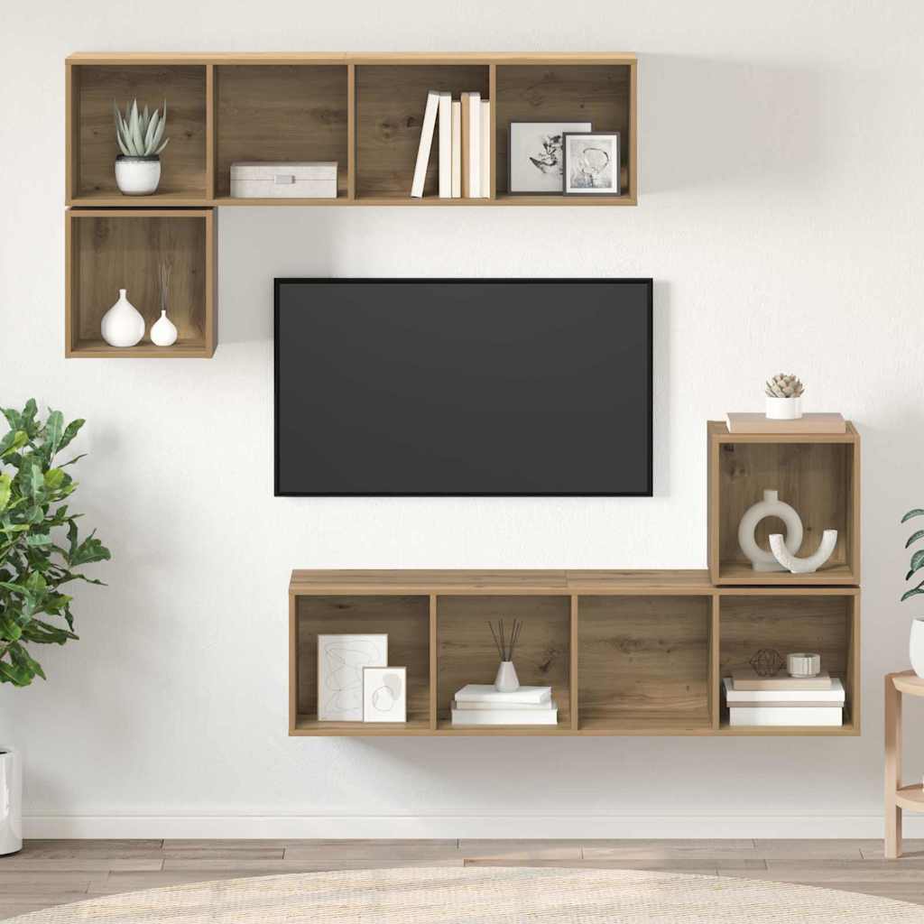 Set TV komoda Zidne 4 pcs Umjetnički hrast Konstruirano drvo