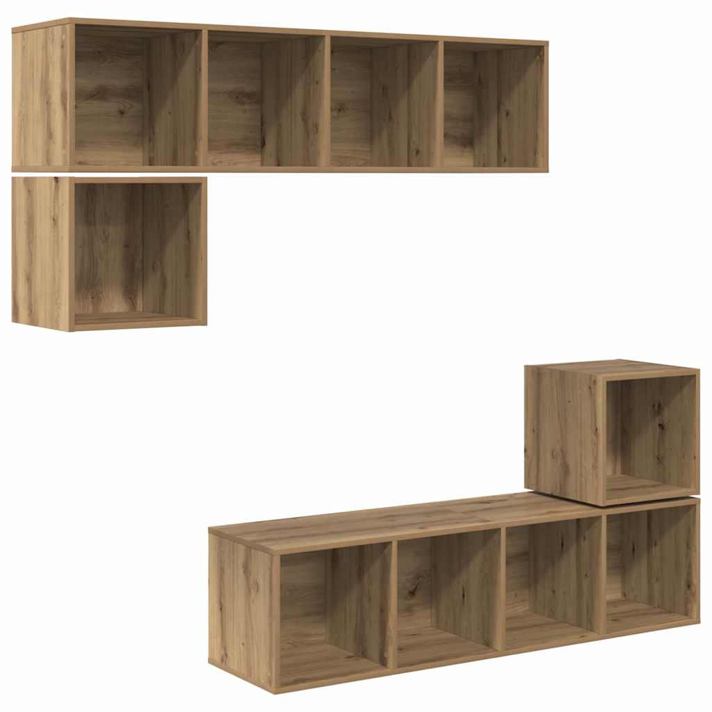 Set TV komoda Zidne 4 pcs Umjetnički hrast Konstruirano drvo