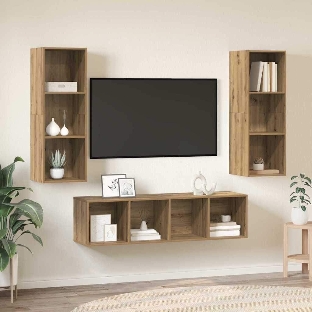 Set TV komoda Zidne 3 pcs Umjetnički hrast Konstruirano drvo