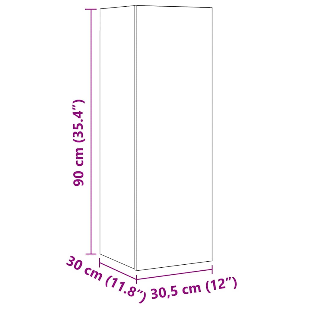 Set TV komoda Zidne 8 pcs Umjetnički hrast Konstruirano drvo