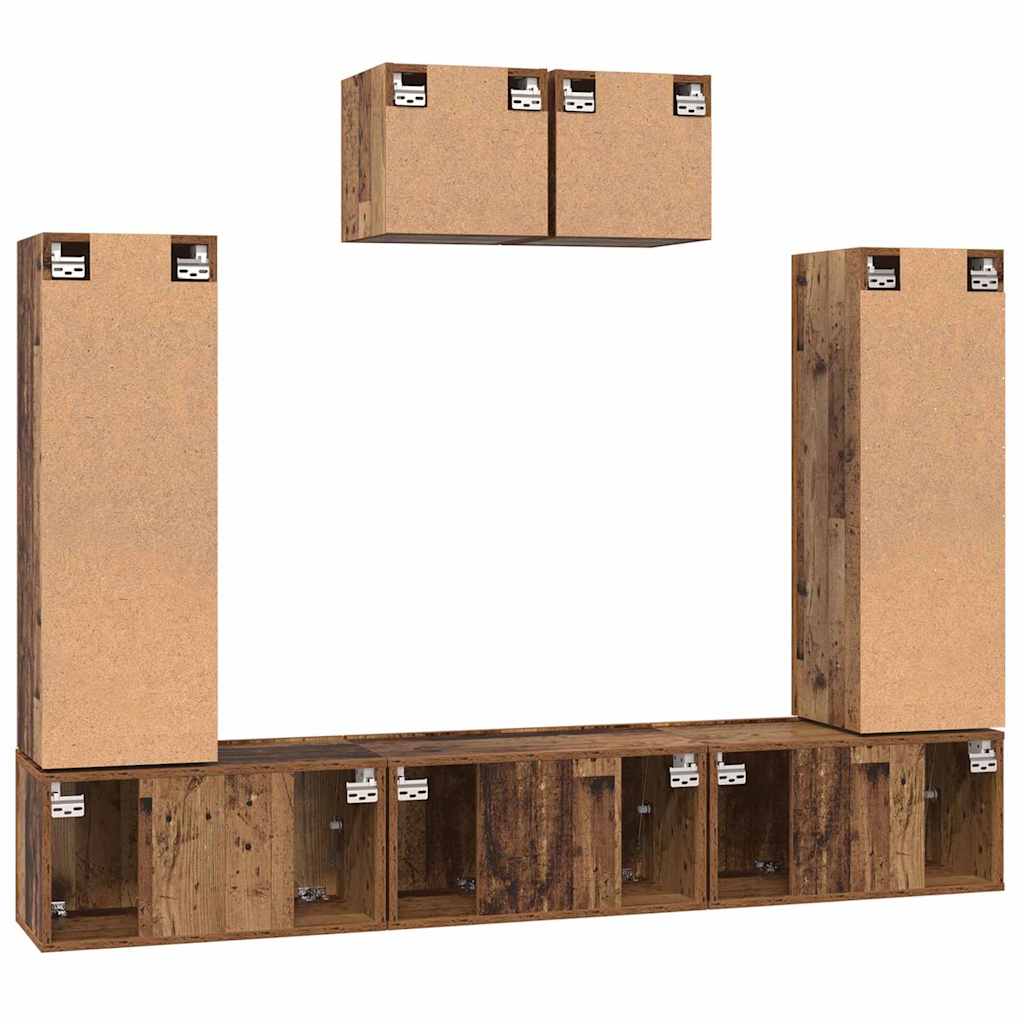 Set TV komoda Zidne 7 pcs Staro drvo Konstruirano drvo