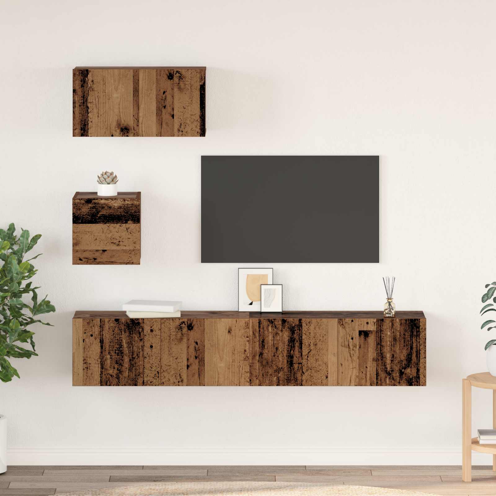 Set TV komoda Zidne 3 pcs Staro drvo Konstruirano drvo