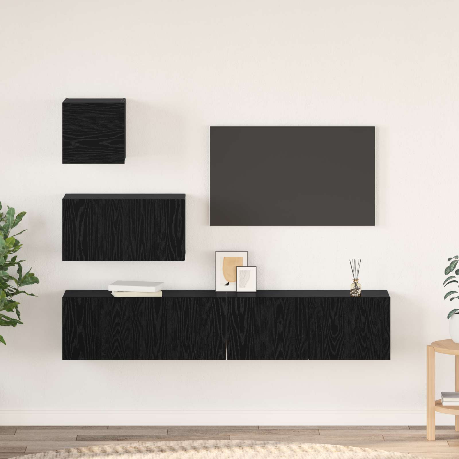 Set TV komoda Zidne 3 pcs Crni hrast Konstruirano drvo