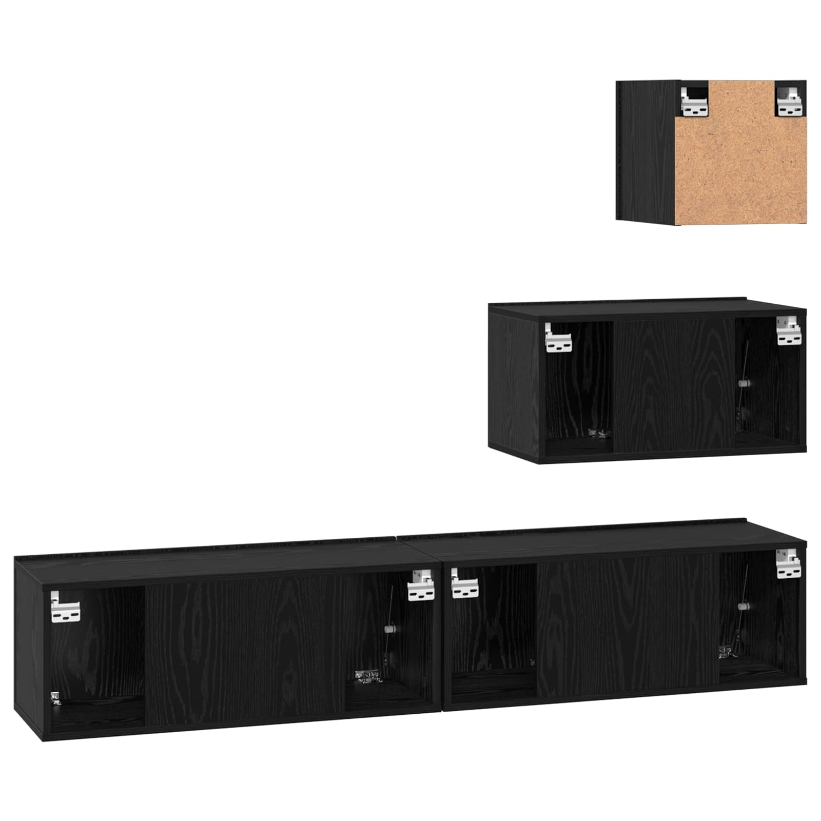 Set TV komoda Zidne 3 pcs Crni hrast Konstruirano drvo