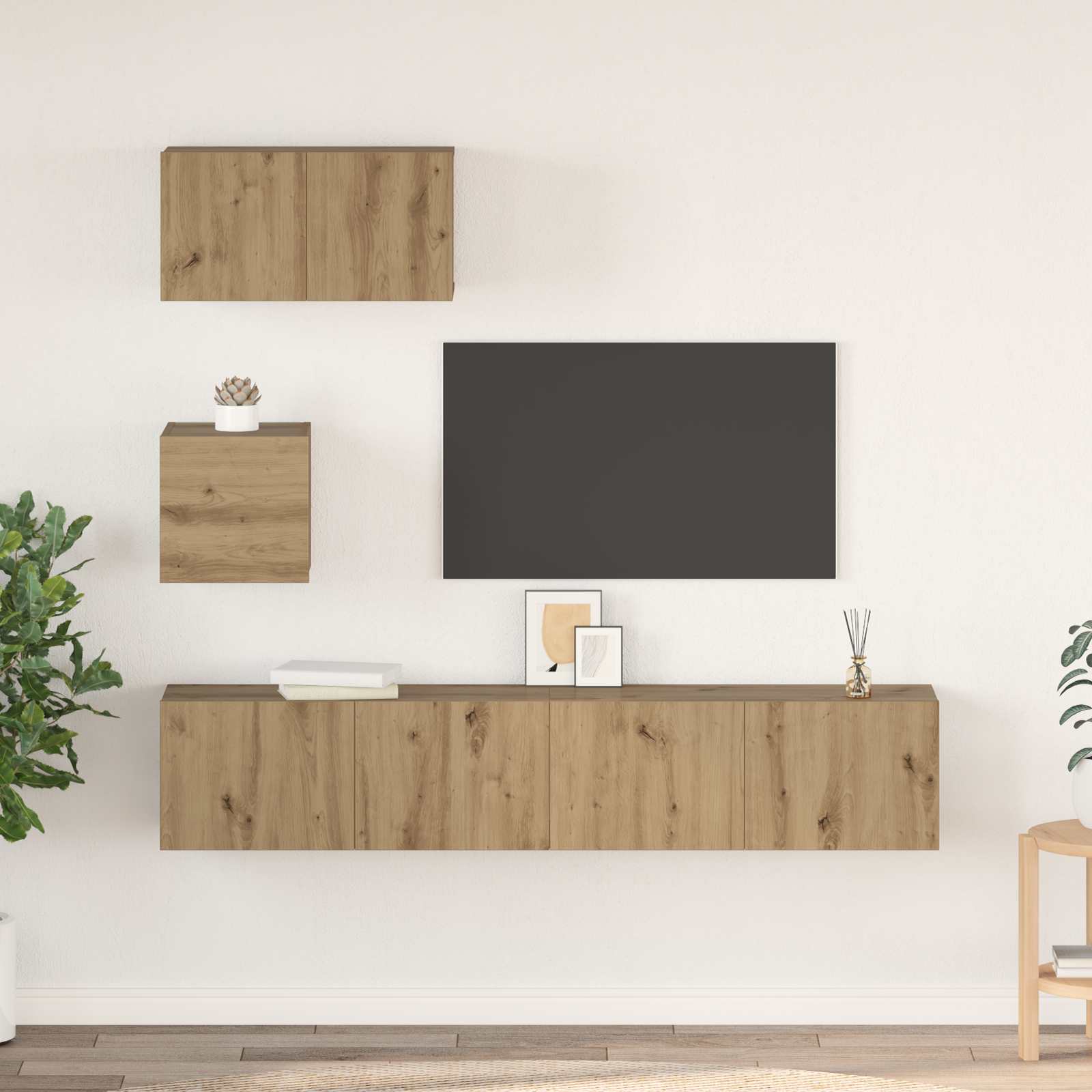 Set TV komoda Zidne 3 pcs Umjetnički hrast Konstruirano drvo