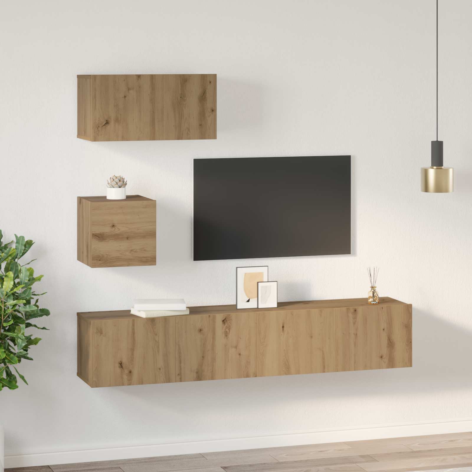 Set TV komoda Zidne 3 pcs Umjetnički hrast Konstruirano drvo