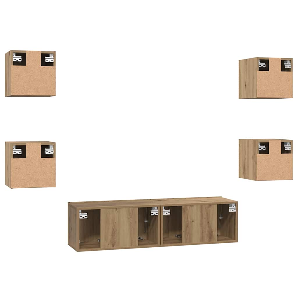 Set TV komoda Zidne 6 pcs Umjetnički hrast Konstruirano drvo