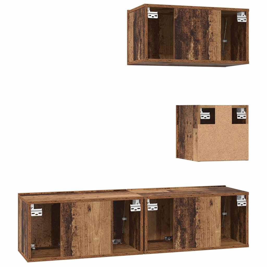 Set TV komoda Zidne 4 pcs Staro drvo Konstruirano drvo