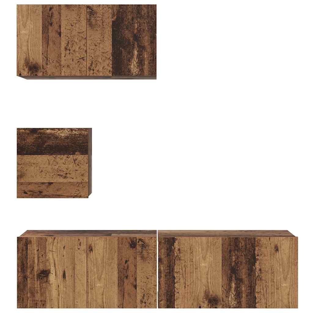 Set TV komoda Zidne 4 pcs Staro drvo Konstruirano drvo