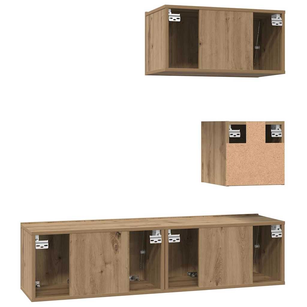 Set TV komoda Zidne 4 pcs Umjetnički hrast Konstruirano drvo