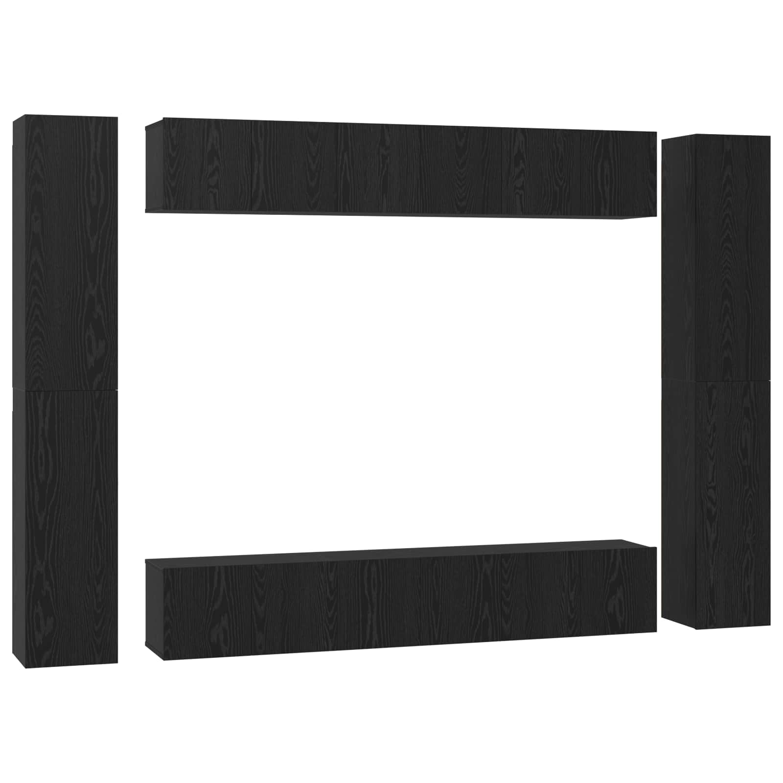 Set TV komoda Zidne 10 pcs Crni hrast Konstruirano drvo