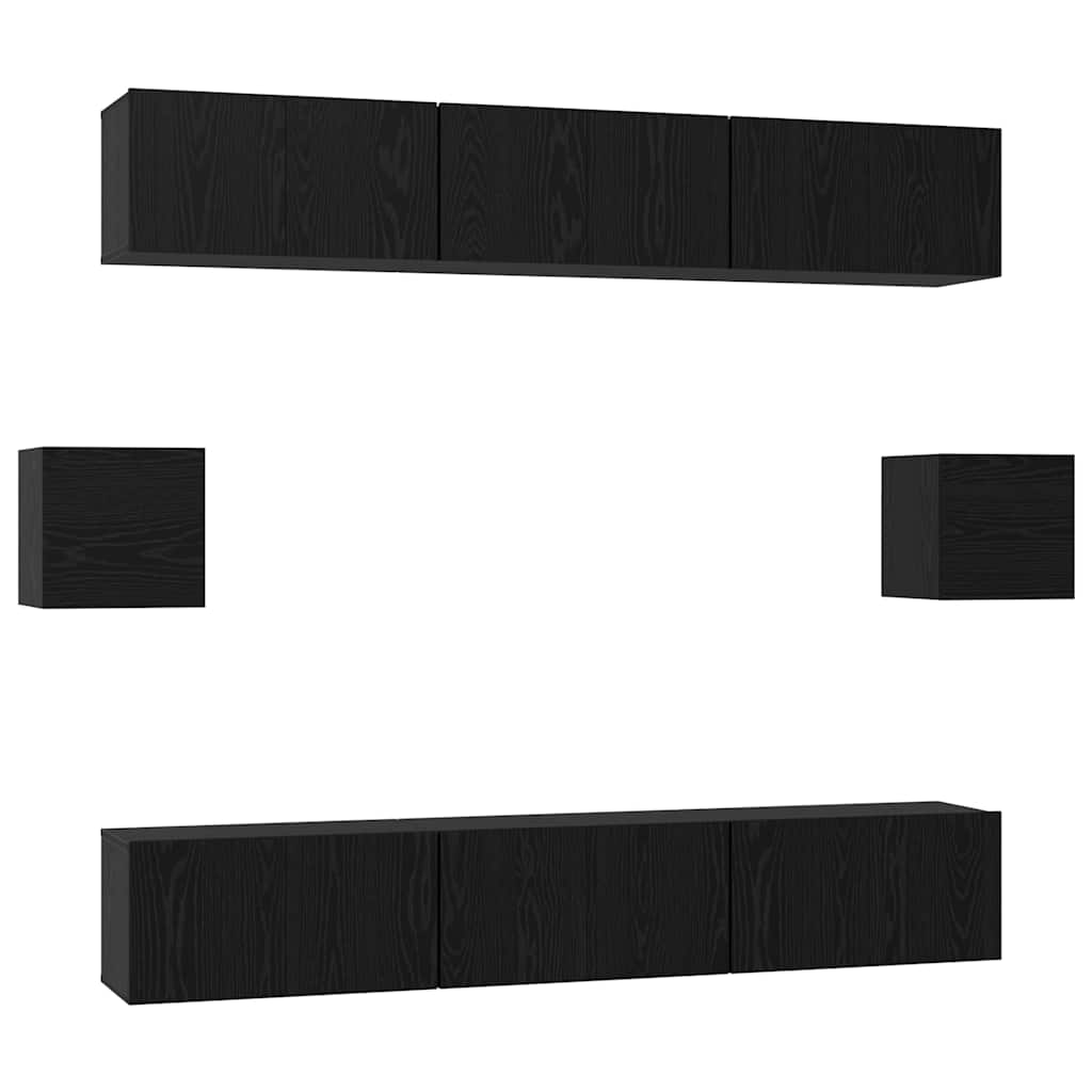 Set TV komoda Zidne 8 pcs Crni hrast Konstruirano drvo
