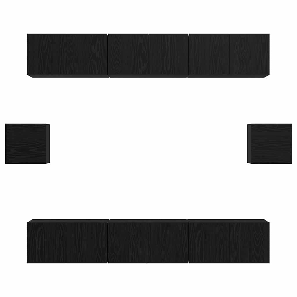 Set TV komoda Zidne 8 pcs Crni hrast Konstruirano drvo