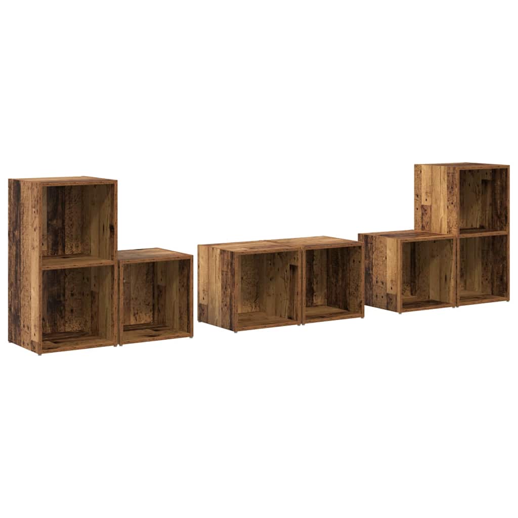 Set TV komoda Zidne 6 pcs Staro drvo Konstruirano drvo