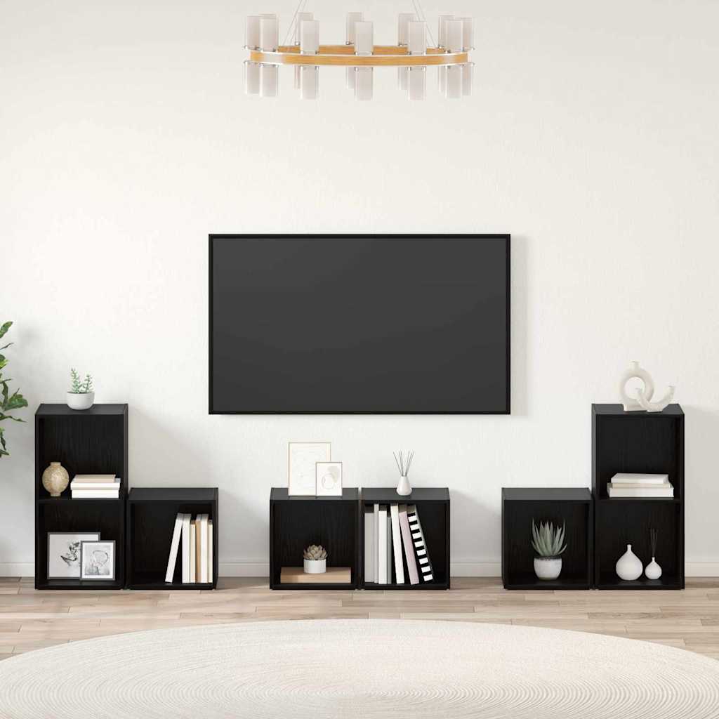 Set TV komoda Zidne 6 pcs Crni hrast Konstruirano drvo