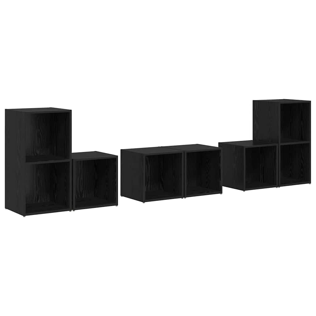 Set TV komoda Zidne 6 pcs Crni hrast Konstruirano drvo