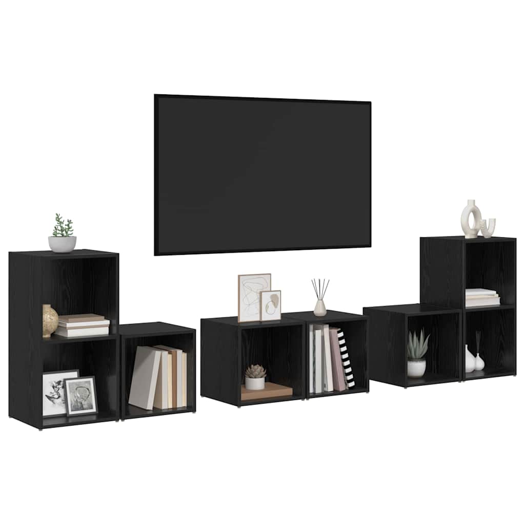 Set TV komoda Zidne 6 pcs Crni hrast Konstruirano drvo