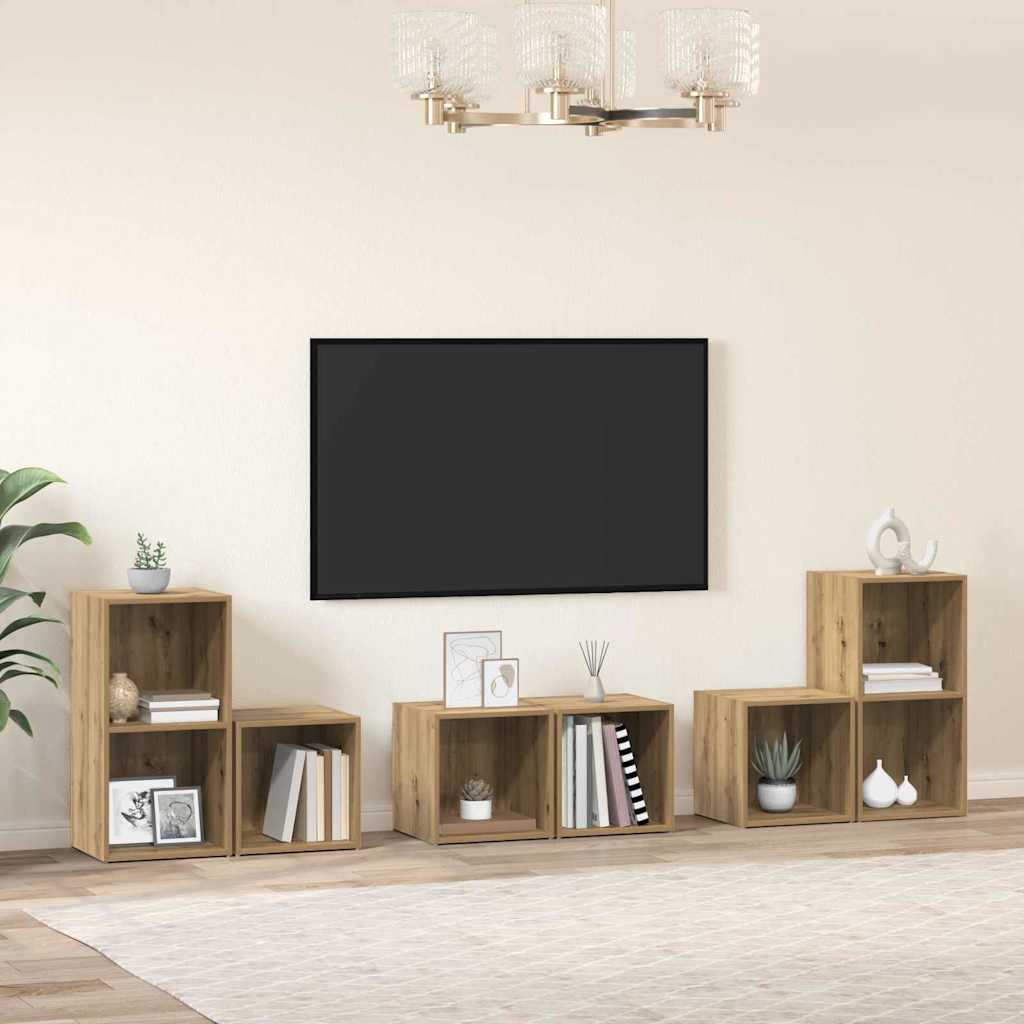 Set TV komoda Zidne 6 pcs Umjetnički hrast Konstruirano drvo