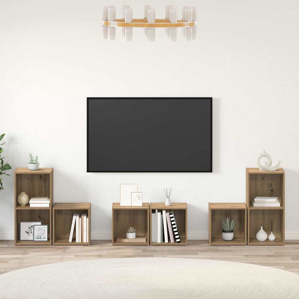 Set TV komoda Zidne 6 pcs Umjetnički hrast Konstruirano drvo