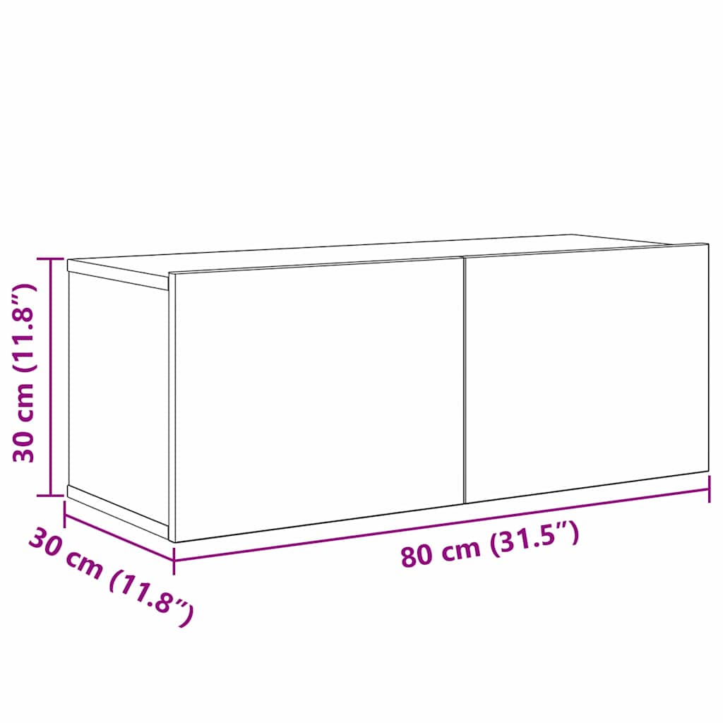 Set TV komoda Zidne 8 pcs Staro drvo Konstruirano drvo