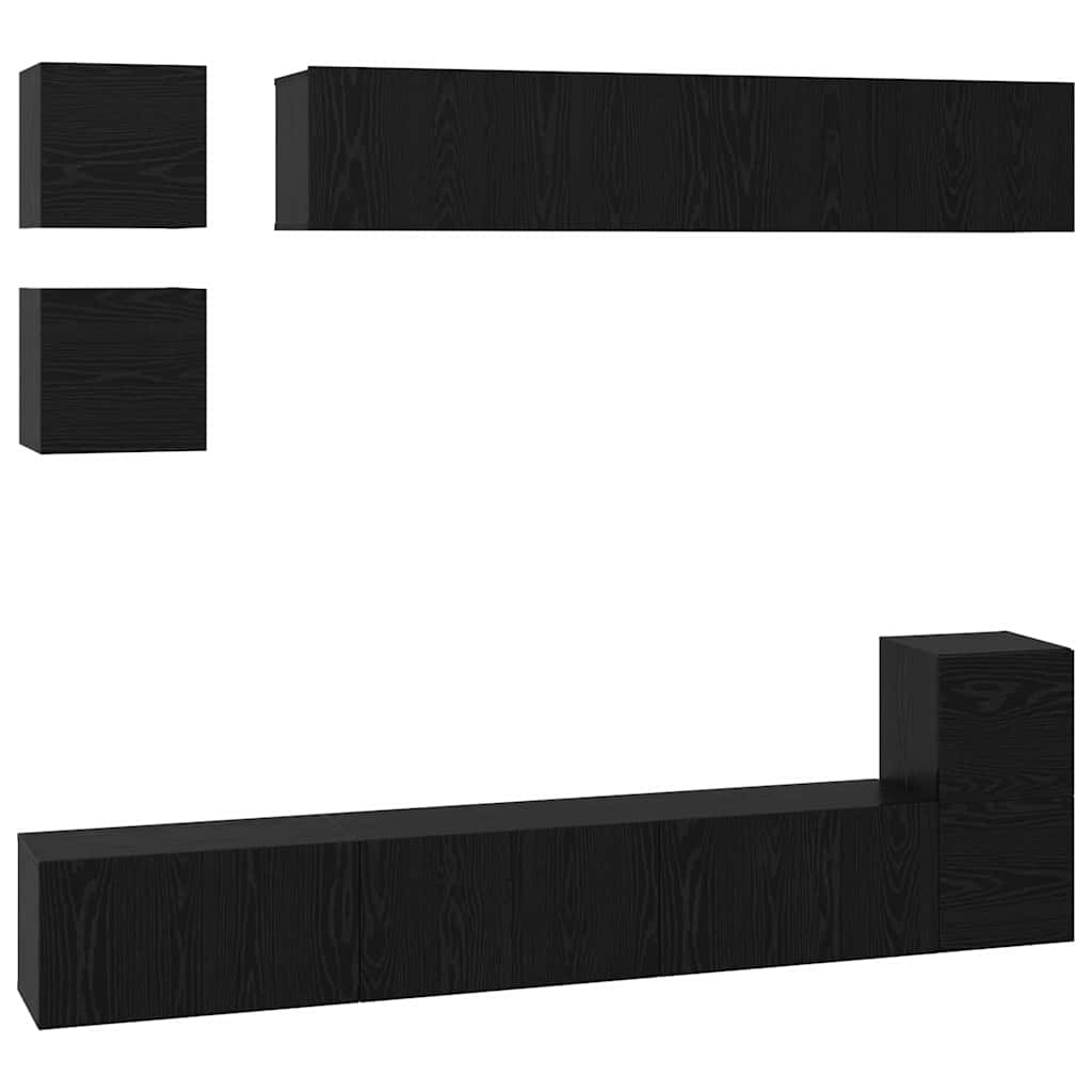 Set TV komoda Zidne 8 pcs Crni hrast Konstruirano drvo