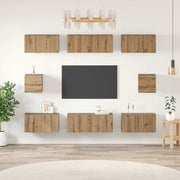 Set TV komoda Zidne 8 pcs Umjetnički hrast Konstruirano drvo
